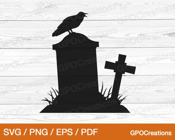 Download Tombstone Svg Crow Svg Halloween Graveyard Crow Svg Etsy