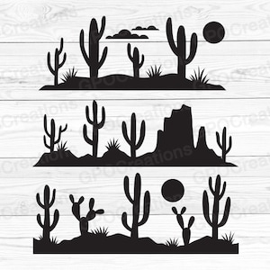 Wüste Szene SVG, Kaktus SVG, Wüste Landschaft SVG, Wüste SVG, Wüste Png, Wüste geschnitten Datei, Wüste Clipart, Wüste Silhouette, Sonne svg