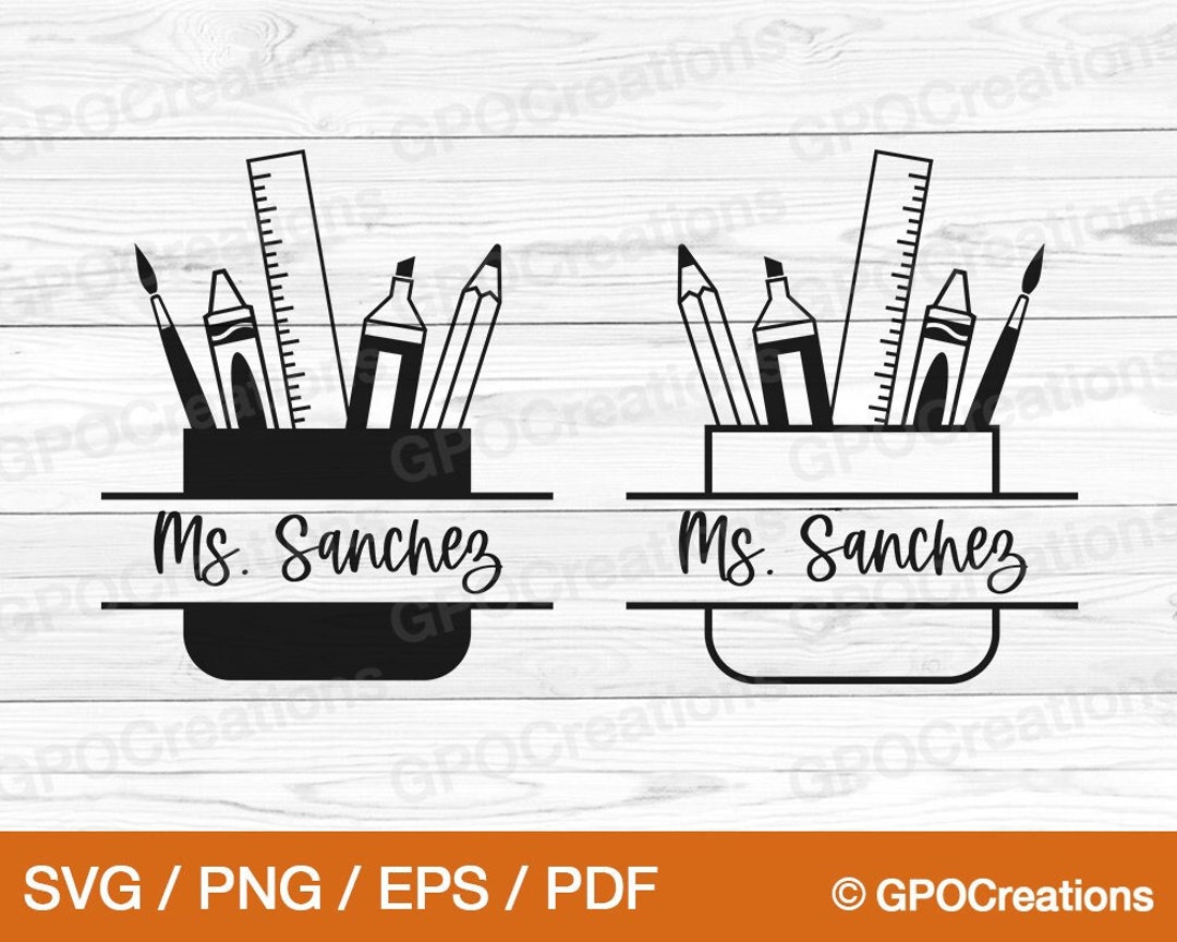 Teacher SVG, Teacher Split Monogram SVG, School Supplies SVG, Back to