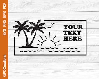 Palme SVG, Hallo Sommer SVG, Sonne SVG, Sonnenschein SVG, Strand SVG, tropischer Urlaub SVG, Sommerzeit, Ozean SVG, Sommerurlaub