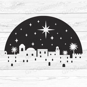 Bethlehem SVG, kerstster SVG, Bethlehem silhouet, Bethlehem PNG, Bethlehem clipart, Bethlehem gesneden bestand, kerst Bethlehem Png Dxf