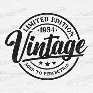 70er Geburtstag SVG, 70er Geburtstag Shirt, 70er Geburtstagsgeschenk, 70er Geburtstagsparty, Vintage 1954 SVG, Retro, klassisches Geburtstagsshirt Png Dxf