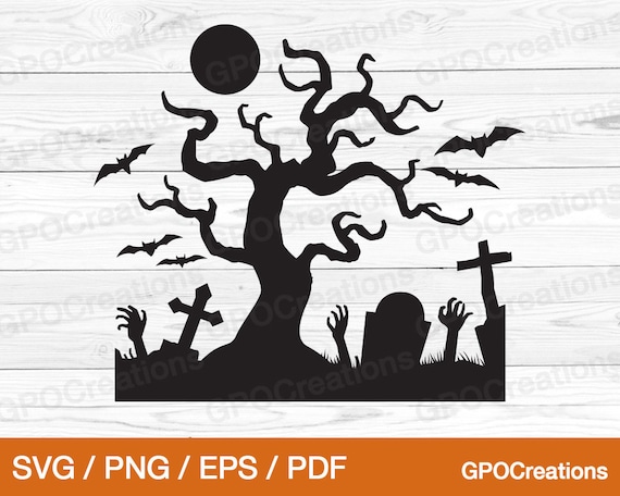 Download Halloween Graveyard Svg Spooky Graveyard Cemetery Png Clipart Etsy