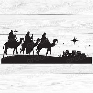 Betlemme SVG, Stella di Natale SVG, Tre Re Magi SVG, File di taglio di Betlemme, Silhouette di Betlemme, Stella di Betlemme Ornamento Svg Png Dxf