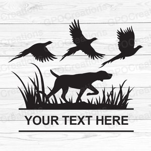 Hunting Dog SVG, Pheasant Hunting SVG, Pheasant Svg, Hunting Dog Monogram Svg, Hunting Clipart, Bird Hunting Svg, Hunting Season Svg