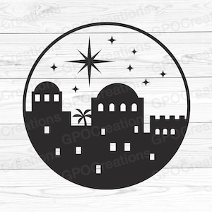 Bethlehem SVG, Kerstster SVG, Kerstmis SVG, Bethlehem Clipart, Bethlehem Silhouet, Bethlehem Cut File, Ster van Bethlehem Clipart Svg