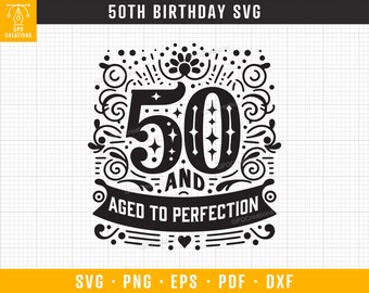 50th Birthday SVG, Aged to Perfection SVG, 50th Birthday Shirt SVG, 50th Birthday Gift Idea, Files for Cricut Silhouette Svg Dxf Png Clipart