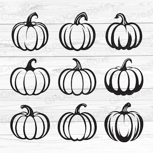 Pumpkin SVG Bundle, Pumpkin Clipart, Pumpkin Cut File, Autumn Pumpkin SVG, Pumpkin Silhouette, Pumpkin SVG Files, Halloween Pumpkin Png Dxf