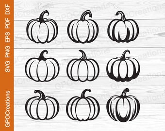Pumpkin SVG Bundle, Pumpkin Clipart, Pumpkin Cut File, Autumn Pumpkin SVG, Pumpkin Silhouette, Pumpkin SVG Files, Halloween Pumpkin Png Dxf