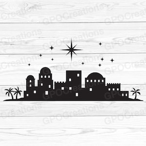 Bethlehem SVG, Kerstster SVG, Bethlehem PNG, Bethlehem Clipart, Bethlehem Silhouet, Bethlehem Cut File, Kerstmis Bethlehem Clipart