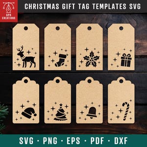 Paquete de plantillas de etiquetas de regalo de Navidad SVG, etiquetas de regalo SVG, etiquetas SVG, etiquetas de Navidad Svg, etiquetas Svg, plantillas de etiquetas, etiquetas de regalo de Navidad Png Dxf