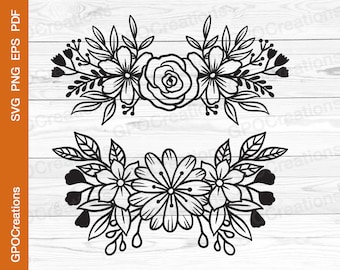 Flowers SVG, Floral SVG, Flowers Cut File, Spring Svg, Wildflower Svg, Wedding Flower Svg, Garden Svg, Flowers Clipart, Botanical Svg