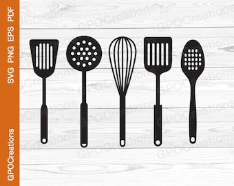 Kitchen Utensils SVG, Kitchen SVG, Kitchen Clipart, Kitchen Utensils Cut File, Kitchen Decor Svg, Farmhouse Kitchen Svg, Cooking Svg