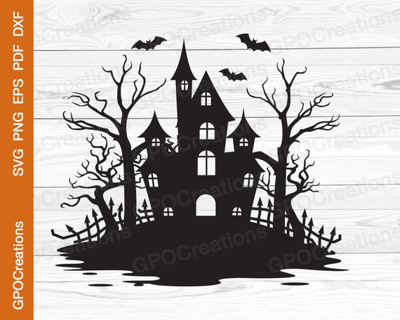 spooky house silhouette