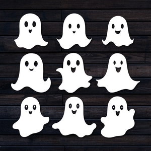 Cute Ghost SVG Bundle, Ghost SVG, Halloween Ghost SVG, Kids Halloween Svg, Halloween Laser Cut Files, Ghost Bundle Svg, Ghost Png Dxf