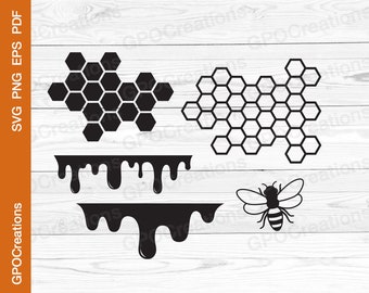 Honey SVG, Honey Bee SVG, Honeycomb SVG, Honey Drips Svg, Honey Drips Png, Beekeeper Svg, Beekeeping Svg, Hexagon Svg, Bee Svg, Bee Png