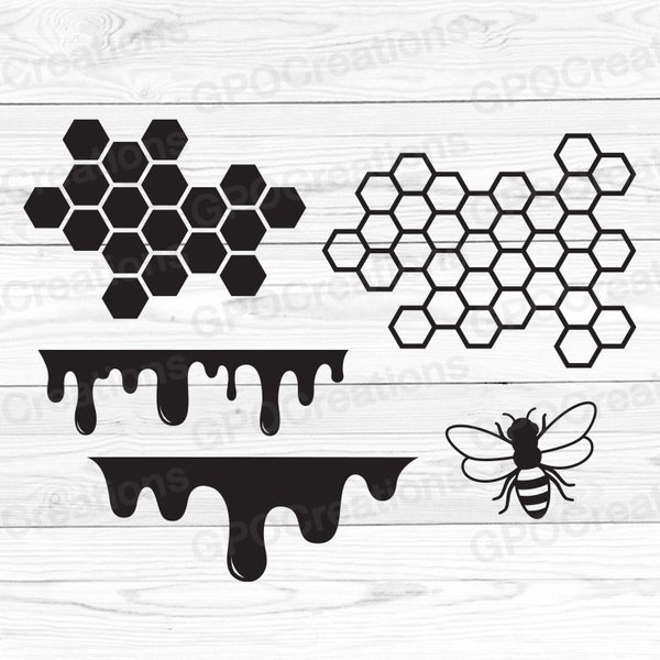 Honey SVG, Honey Bee SVG, Honeycomb SVG, Honey Drips Svg, Honey Drips Png, Beekeeper Svg, Beekeeping Svg, Hexagon Svg, Bee Svg, Bee Png