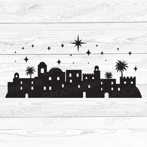 Bethlehem SVG, Kerstster SVG, Bethlehem PNG, Bethlehem Clipart, Bethlehem Cut File, Bethlehem Silhouet, Kerstmis Bethlehem Clipart