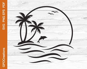 Hallo Sommer SVG, Sonne SVG, Palme SVG, Hallo Sommer SVG, Sonne SVG, Sommerzeit svg, Ozean svg, Tropischer Urlaub svg, Delphin svg, Strand svg, Sommerferien svg
