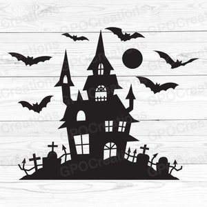 Halloween Haunted House SVG, Spooky House SVG, Bats SVG, Haunted House Png, Haunted House Svg, Halloween Svg, Halloween Scene Svg