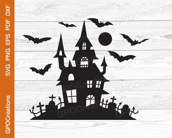 Halloween Haunted House SVG, Spooky House SVG, Bats SVG, Haunted House Png, Haunted House Svg, Halloween Svg, Halloween Scene Svg