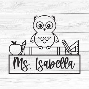 Professor SVG, SVG escolar, arquivo de corte SVG de sala de aula, arquivo de corte escolar, material escolar Svg, volta às aulas Svg, escola Png, coruja Svg, arquivo de corte de coruja
