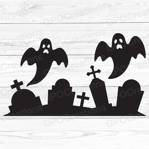 Halloween Ghosts SVG, Grafstenen SVG, Ghost SVG, Kerkhof Svg, Begraafplaats Svg, Halloween Kerkhof, Grafstenen Cut File, Kids Halloween Svg