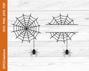 Spiderweb SVG, Spider SVG, Spiderweb Split Monogram SVG, Halloween Spider Svg, Web Spider Svg, Spiderweb Cut File, Spider Png, Spider Vector
