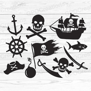 Piraten SVG, Piraten SVG-Bundle, Piratensilhouette, Piraten Cut Files, Piraten Clipart, Pirate PNG, Piratenschiff svg, Schädel svg, Piratengrafiken