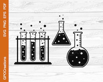 Chimie SVG, Science SVG, Professeur de sciences SVG, Professeur de chimie SVG, Flacon SVG, Tube à essai SVG, Outils de laboratoire de chimie SVG Cut File