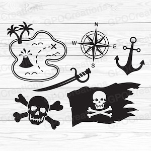 SVG pirata, paquete SVG pirata, archivos de corte pirata, silueta pirata, clipart pirata, PNG pirata, Svg de bandera pirata, Svg de calavera, gráficos piratas