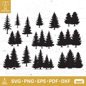Forest SVG Bundle, Pine Tree Forest SVG, Tree Silhouette SVG, Forest Tree Svg, Pine Trees Svg, Camping Svg, Forest Landscape Woodland Svg