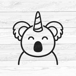 Koala Svg, Koala Unicorn Svg, Svg Koala, Cute Koala Face Svg, Unicorn Koala Cut File, Koala Clipart, Instant Download, Unicorn Koala PNG