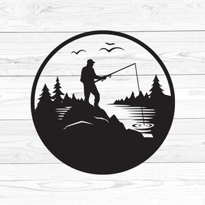 Fishing SVG, Fisherman SVG, Fish Svg, Dad Svg, Hunting Fishing Svg, Fishing Cut File, Camping Svg, Fishing Clipart Png Dxf Silhouette