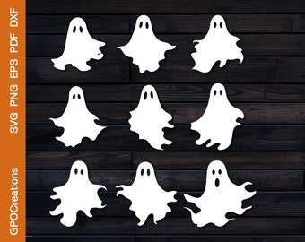 Ghost SVG Bundle, Ghost SVG, Halloween Ghost SVG, Halloween Svg, Halloween Cut Files, Ghost Bundle Svg, Ghost Png Dxf Clipart