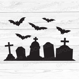 Vleermuizen SVG, Grafstenen SVG, Vleermuizen Clipart, Vleermuizen PNG, Vleermuizen Grafstenen Silhouetten, Grafstenen Vleermuizen Cut File, Flying Bats Svg, Halloween Bats Png