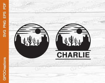 Desert SVG, Desert Scene SVG, Cactus SVG, Desert Landscape Svg, Desert Cut File, Desert Clipart, Desert Png, Desert Split Monogram Svg