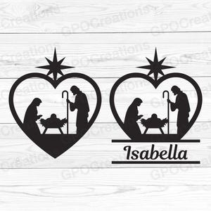 Nativity Scene SVG, Heart Nativity SVG, Nativity Scene Silhouette, Nativity Scene Clipart, Christmas Svg, Holy Night Svg, Nativity Scene Dxf