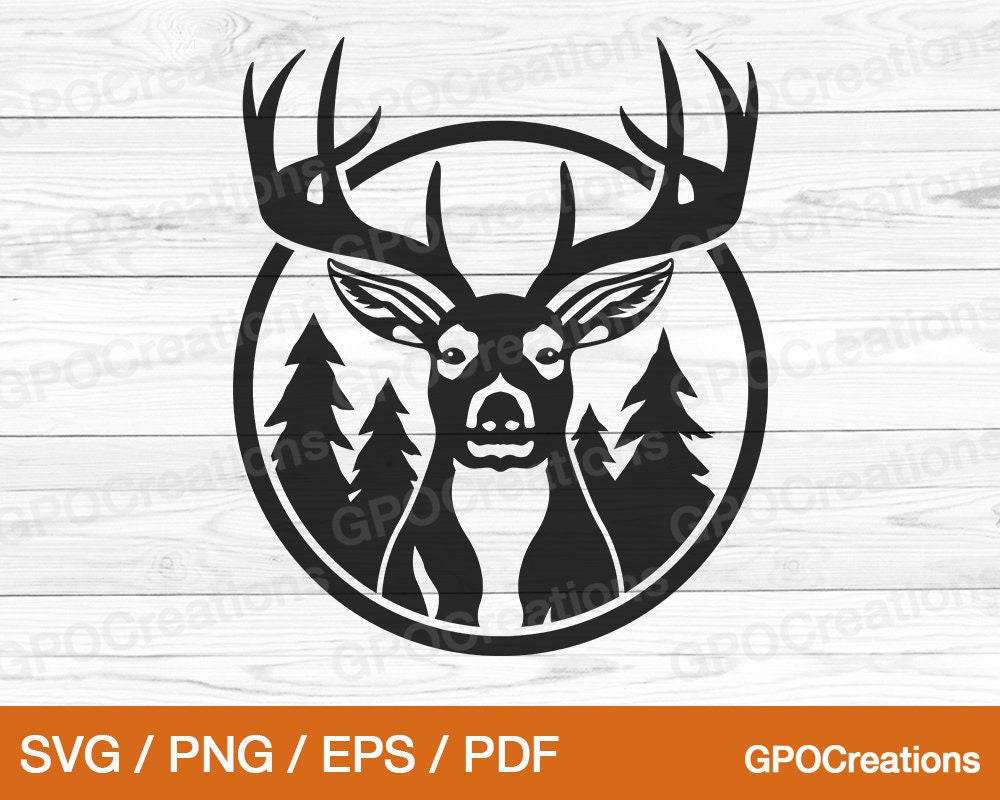 Stringking Head Deer Svg Deer Clipart AI dxf eps png Deer Head SVG Cut files Svg Files for Silhouette Cameo or 