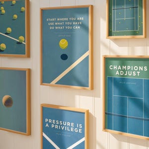 Paquete de láminas minimalistas de tenis / Conjunto de arte mural deportivo retro / Decoración de pared para galerías / Láminas para apartamentos (Descarga digital)