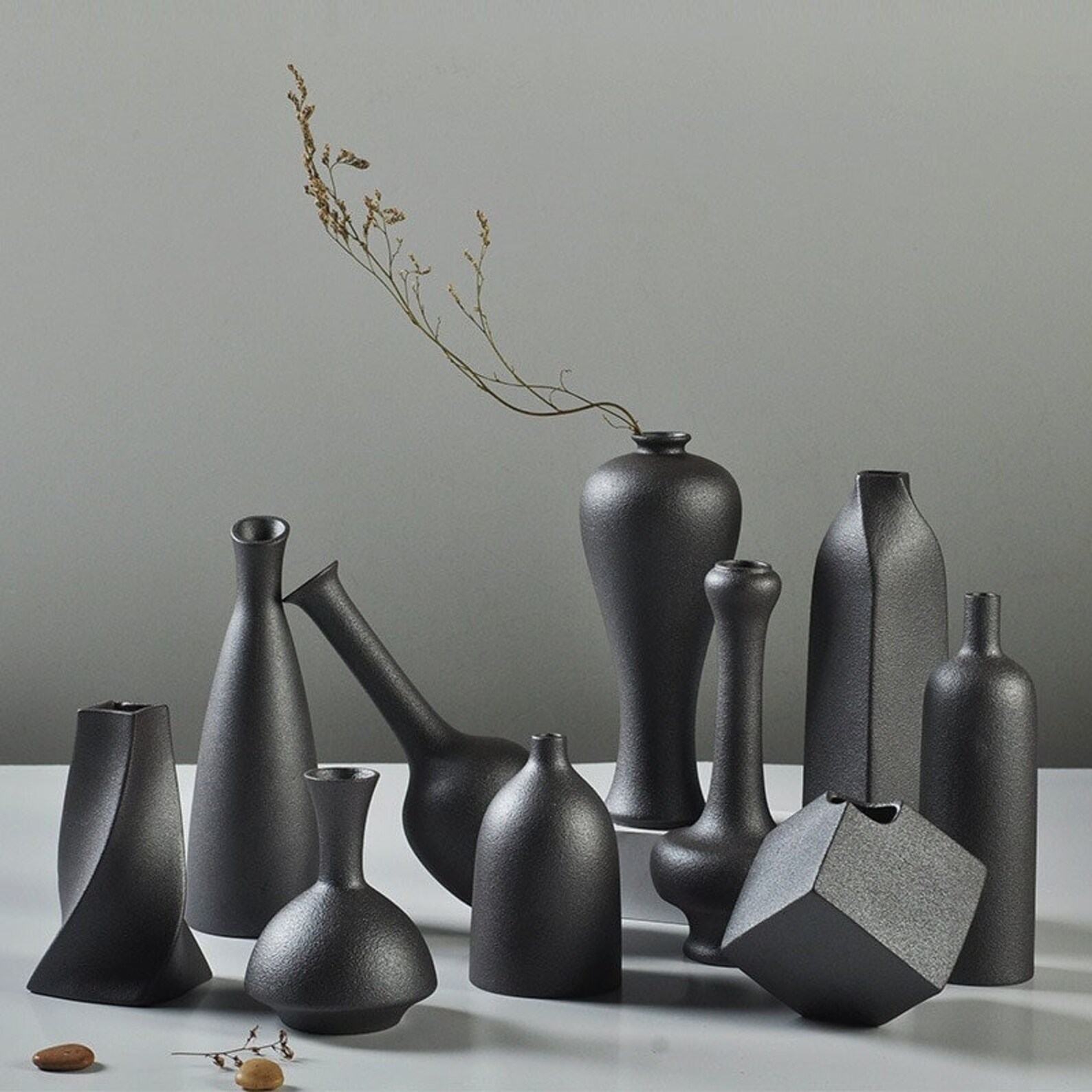 8 Ideas for Decorating Japandi Living Rooms 14 Black Ceramic japandi Style Vase