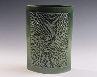 Oribe Carved Almond Vase by Lee Middleman