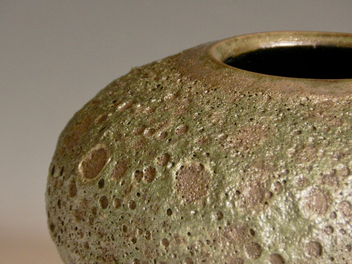 Green Bronze Crater Glazed Vase by Lee Middleman Etsy