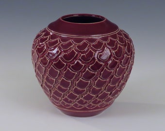 Red BOLD Scallop Globe Vase by Lee Middleman