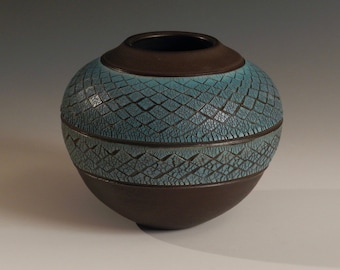 Duo-Blue Diamond Globe Vase by Lee Middleman