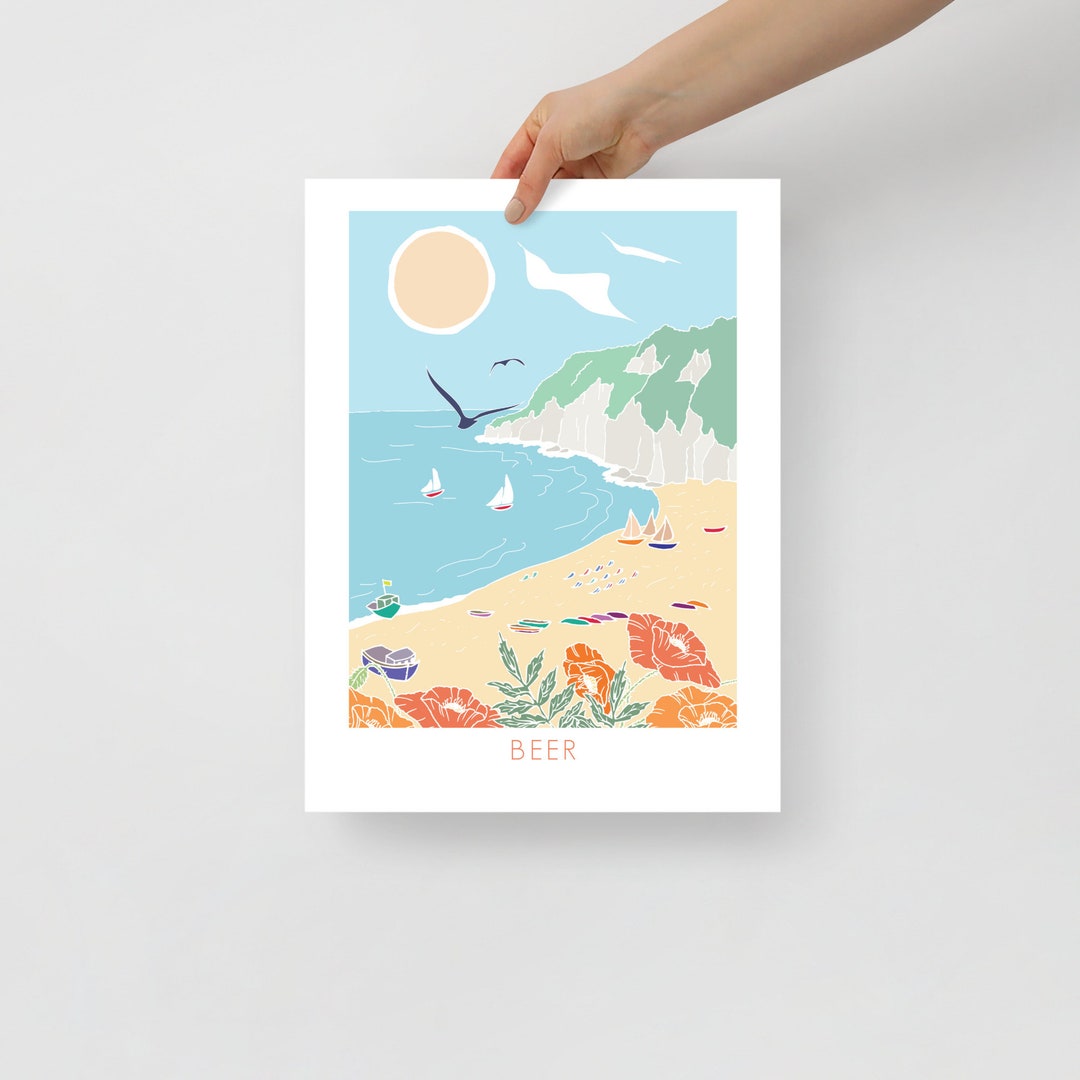 Beer Beach, Devon - Coastal Art Print - Etsy