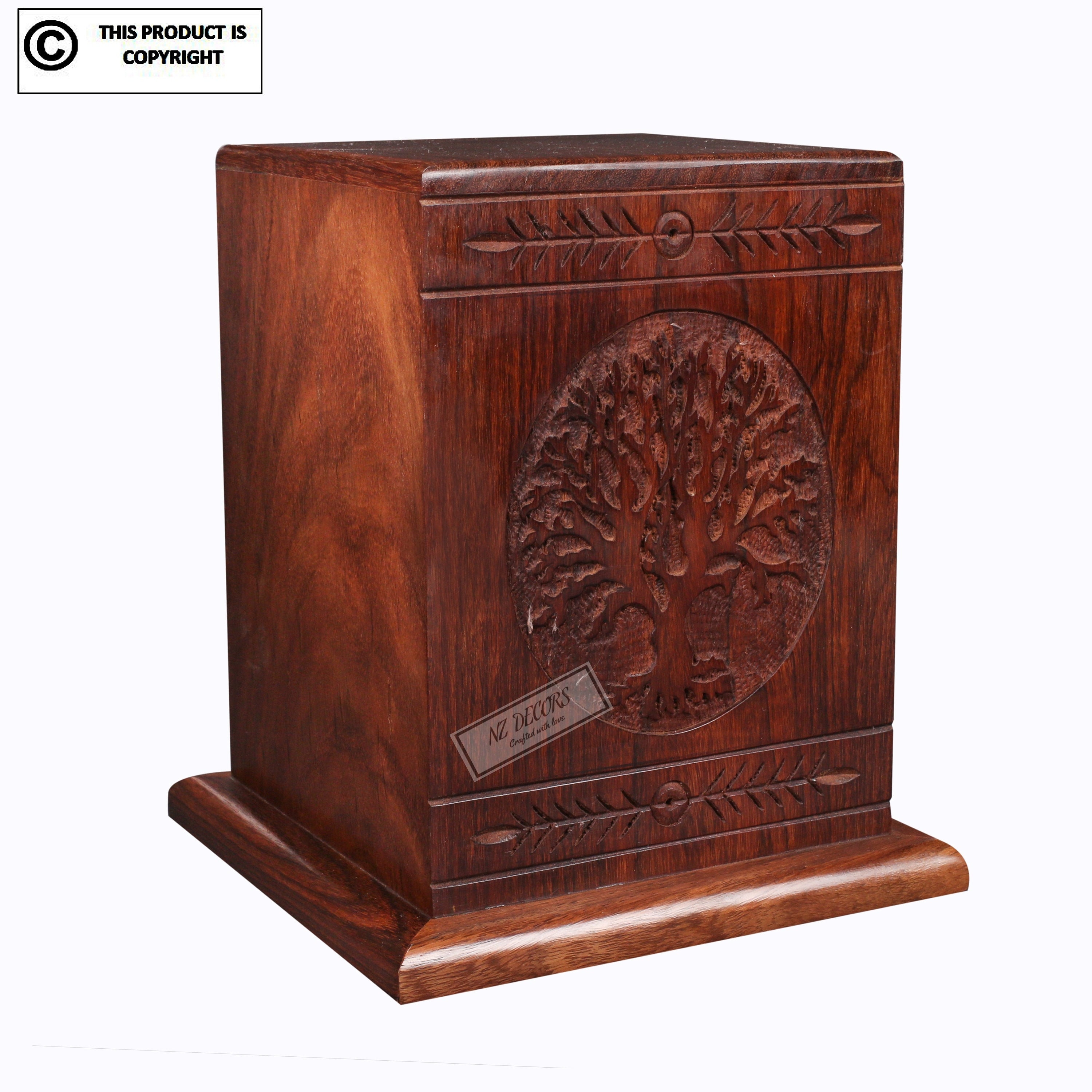 Tree of Life Wooden Box Urns for Ashes Beautiful Ashes Box Carved Human