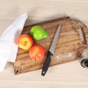 Wood Chopping Board Vegetables Cutting Board Wooden Cutting Board Personalized Chopping Board Chopping for Woman Round Chopping image 2