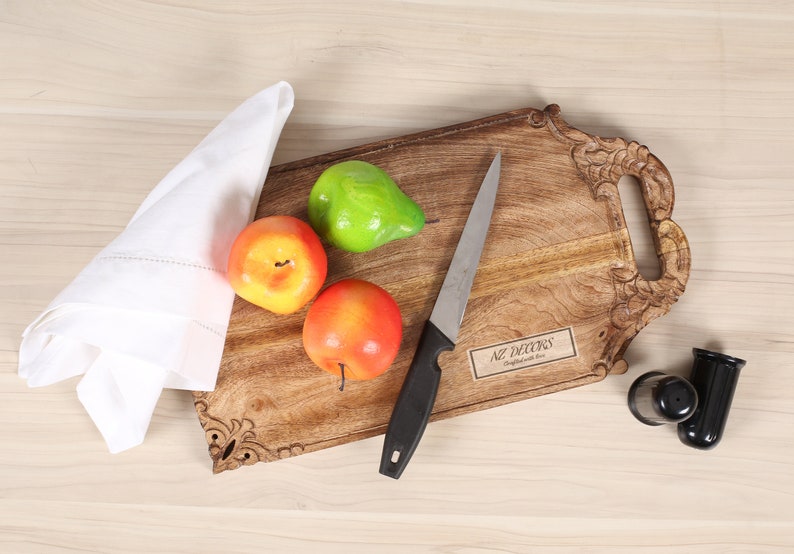 Wood Chopping Board Vegetables Cutting Board Wooden Cutting Board Personalized Chopping Board Chopping for Woman Round Chopping image 2