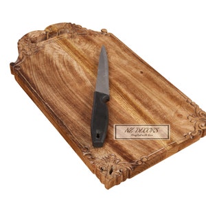 Wood Chopping Board Vegetables Cutting Board Wooden Cutting Board Personalized Chopping Board Chopping for Woman Round Chopping image 4